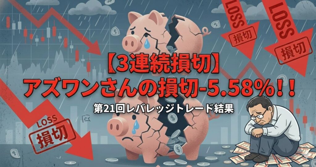 【3連続損切】アズワンさんの損切-5.58%！！第21回レバレッジトレード結果