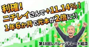 【利確】ニチレイさんで+11.14%！1年6か月で元本が2倍に！！第18回レバレッジトレード結果