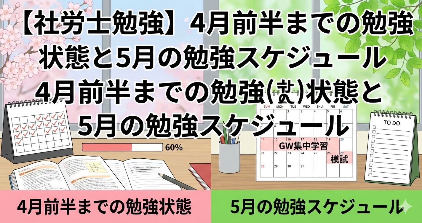 【社労士勉強】4月前半までの勉強状態と5月の勉強スケジュール