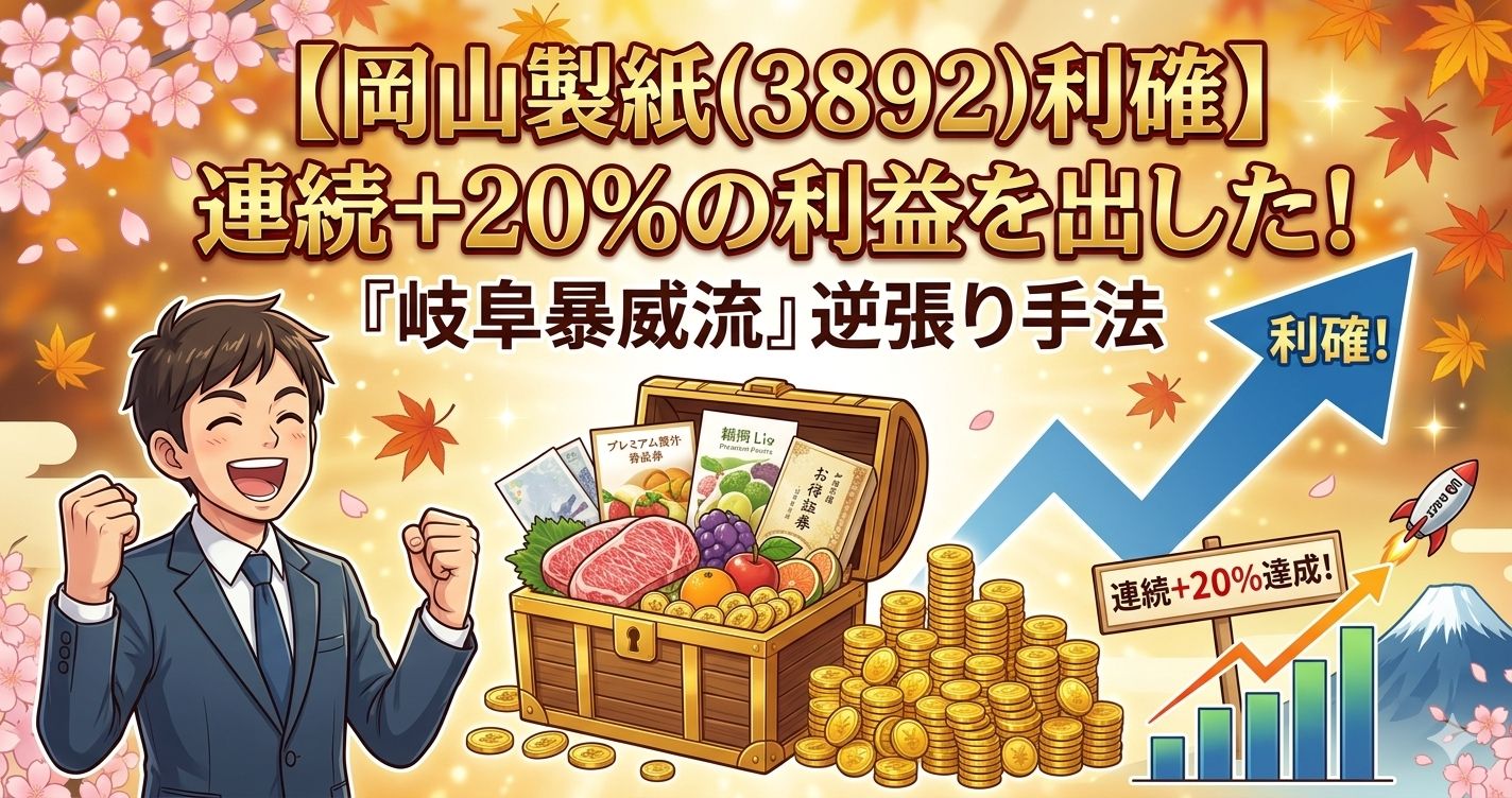 【岡山製紙(3892)利確】連続+20％の利益を出した！『岐阜暴威流』逆張り手法