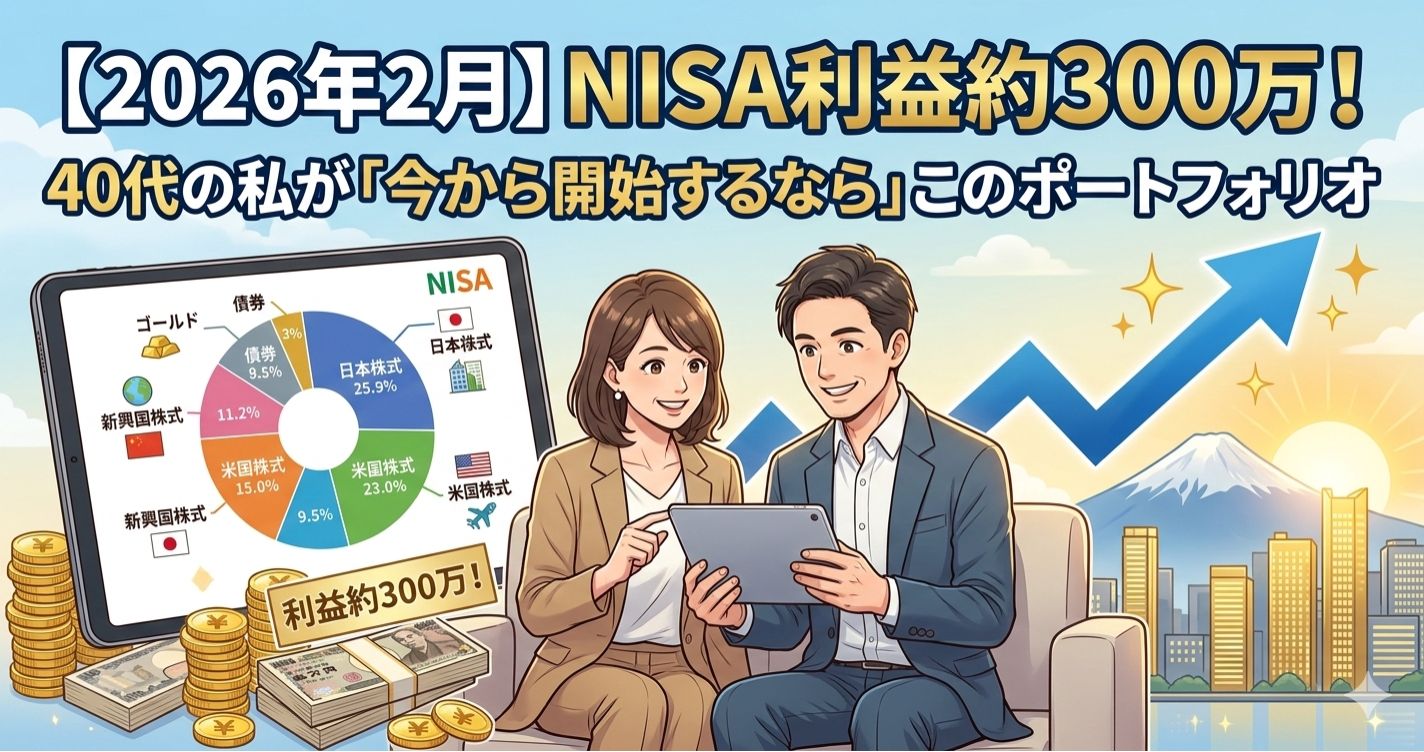 【2026年2月】NISA利益約300万！40代の私が「今から開始するなら」このポートフォリオ