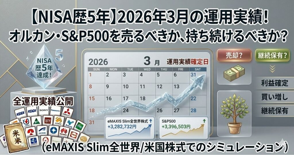 【NISA歴5年】2026年3月の運用実績！オルカン・S&P500を売るべきか、持ち続けるべきか？