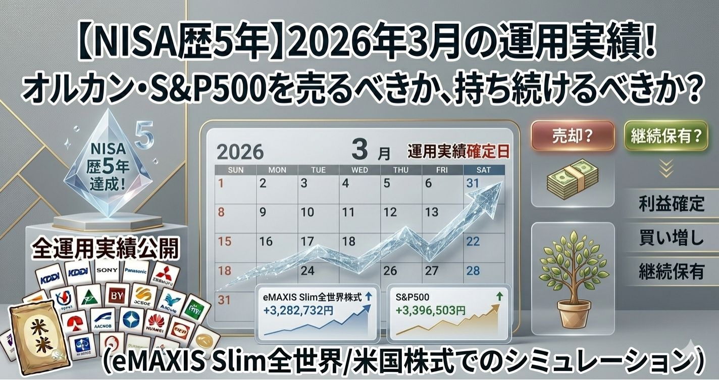 【NISA歴5年】2026年3月の運用実績！オルカン・S&P500を売るべきか、持ち続けるべきか？