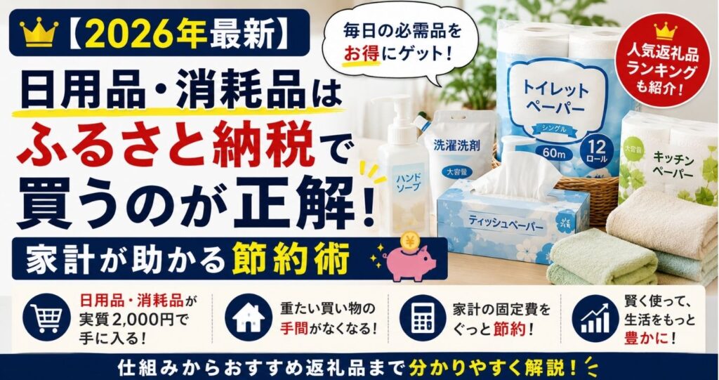 【2026年最新】日用品・消耗品はふるさと納税で買うのが正解！家計が助かる節約術