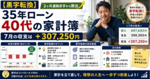 【黒字転換】35年ローン40代の家計簿｜7月の収支は+307,250円、3ヶ月連続赤字から脱出